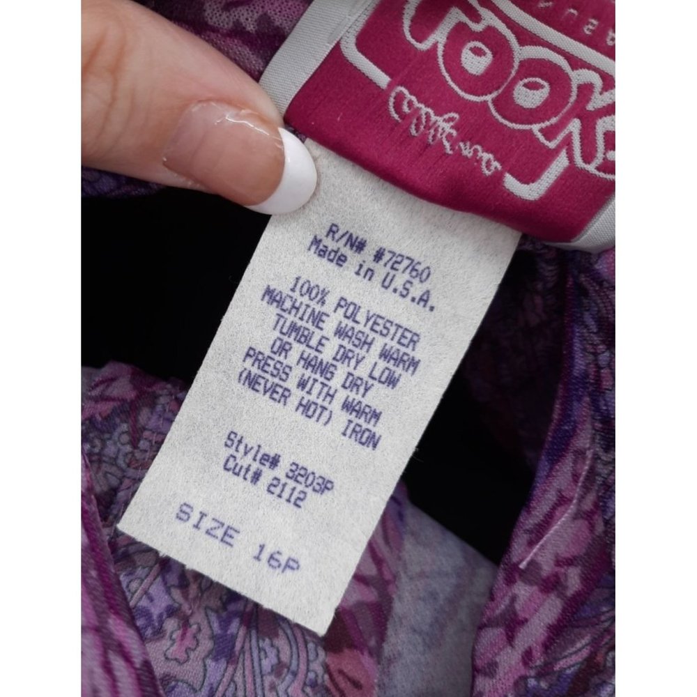 VTG 70s California Looks Purple Paisley Stripe Floral Print Day Dress Tie Waist - Picture 6 of 11